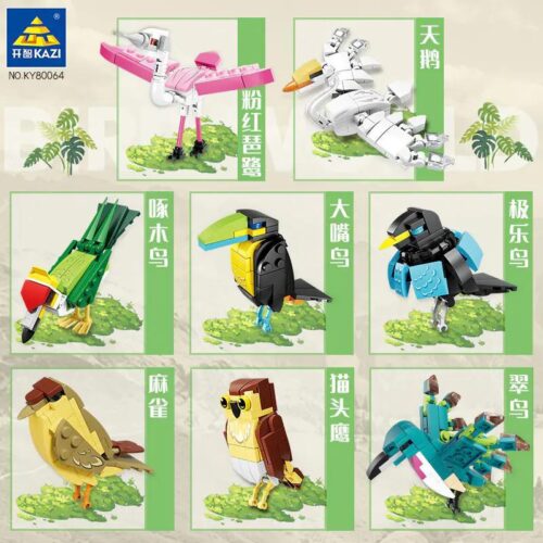 Bộ lắp ghép 8 loài chim KAZI KY80064, đồ chơi mô hình chim đa sắc cho bé trai và bé gái 6 tuổi, giá tốt