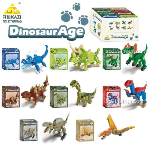 Trọn bộ 8 hộp nhỏ và mô hình khủng long KAZI KY80065, đồ chơi mô hình KAZI chất lượng cao, phù hợp làm quà tặng cho con trai.