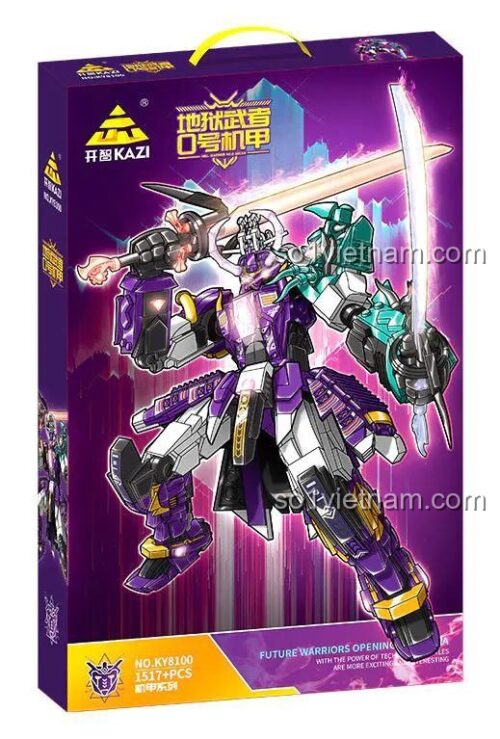 KAZI KY8100 Robot Chiến Binh Samurai, KAZI Robot Samurai Tím, đồ chơi mô hình cho bé trai 8 tuổi, giá tốt, với thiết kế chính diện ấn tượng.