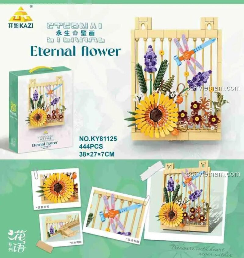 Bộ đồ chơi KAZI KY81125 Bức tranh hoa vĩnh cửu, điểm nhấn nổi bật treo tường được, giá rẻ cho bé gái 8 tuổi