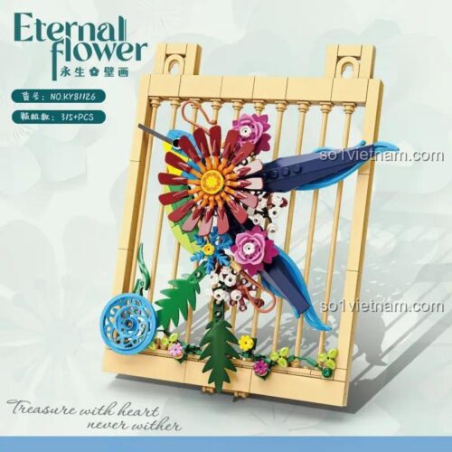 Mô hình KAZI KY81126 Tranh Tường Hoa Và Chim, chi tiết lắp ghép hoa và chim, đồ chơi xây dựng cho bé gái 8 tuổi, chất lượng cao.