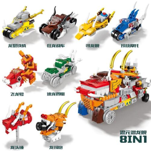 Bộ Lắp Ghép Biến Hình Robot Rồng 8 Trong 1 KAZI KY8120 - Tổng thể