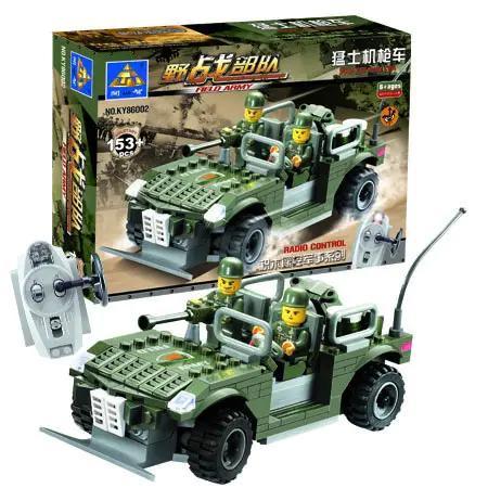 Bộ đồ chơi Xe Jeep Quân Sự KAZI KY86002 Điều Khiển Từ Xa, 153 Mảnh, Màu Xanh Lá, Đen, Trắng, Phù hợp cho bé trai 6 tuổi, Kỹ năng phối hợp tay mắt, tập trung chi tiết, giá tốt