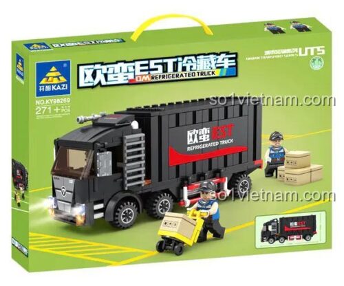 Hộp đồ chơi mô hình KAZI KY98269 Xe Tải Đông Lạnh EST, bộ lắp ghép chất lượng cao cho bé trai 6 tuổi