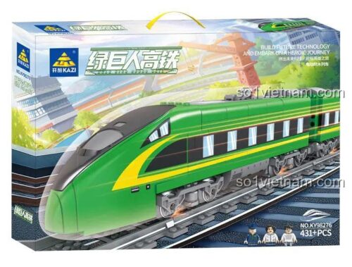 Hộp sản phẩm Tàu Cao Tốc Người Khổng Lồ Xanh KAZI KY98276, bộ lắp ghép tàu hỏa màu xanh lá cây, đồ chơi xây dựng cho bé 8 tuổi