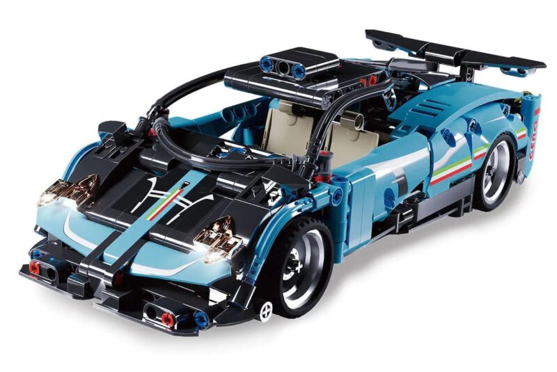 Bộ lắp ghép siêu xe Pagani Zonda màu xanh K盒子 10241, đồ chơi mô hình xe đua tốc độ cao cho bé trai 6 tuổi, động cơ hồi lực mạnh mẽ, 538 mảnh ghép