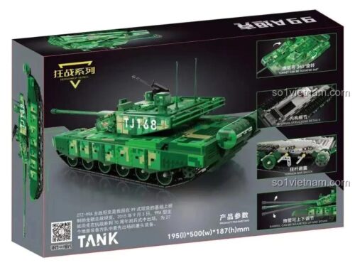 đồ chơi mô hình KBOX 10297 Xe Tăng ZTZ-99A Cuồng Chiến, tháp pháo xoay 360 độ, nòng pháo nâng hạ, cho bé trai 8 tuổi, giá rẻ