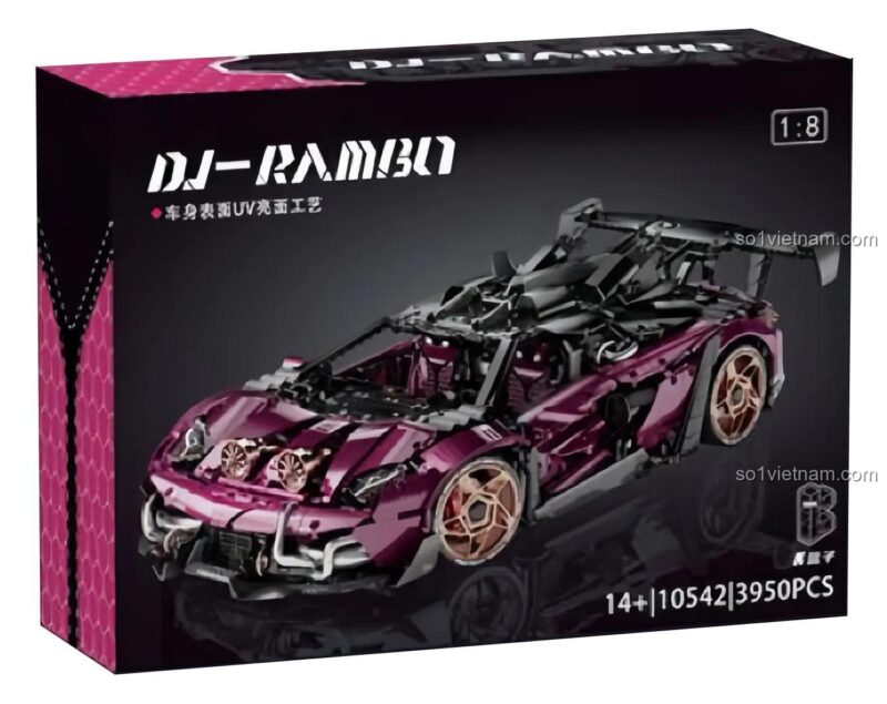 Hộp sản phẩm bộ lắp ghép siêu xe Lamborghini SVJ DJ-RAMBO K盒子 10542, tỉ lệ 1:8, đồ chơi cho bé trai 14 tuổi