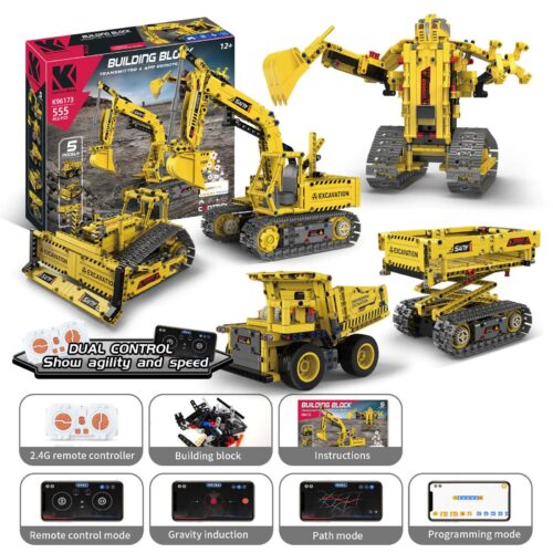 Robot Kỹ Thuật Biến Hình 5 Kiểu KeeYee World K96173, bộ đồ chơi điều khiển từ xa và lập trình cho bé trai 6 tuổi, giá tốt