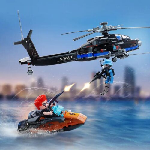 Trực thăng Vũ trang SWAT Keeppley 11024, mô hình trực thăng SWAT chi tiết, có thể lắp đặt vũ khí và minifigure, cho bé trai 6 tuổi, giá tốt