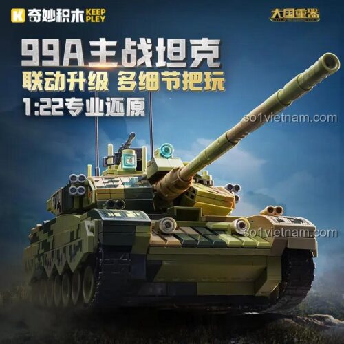 Mô hình xe tăng chiến đấu chủ lực 99A Keeppley 23026 tỉ lệ 1:22 nhìn từ phía trước