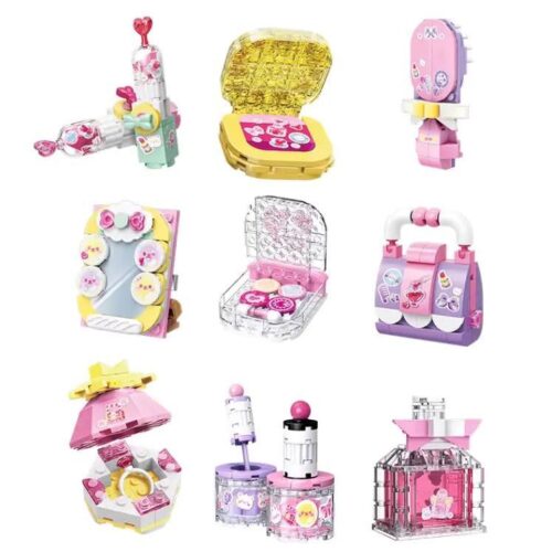 Bộ đồ chơi lắp ghép mô hình mỹ phẩm Keeppley 35020 - Blind box, 10 mô hình ngẫu nhiên, có thể dùng làm hộp đựng, màu hồng tím, cho bé gái 6 tuổi
