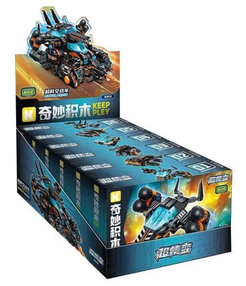 Hộp bộ đồ chơi Keeppley 41111 Siêu xe thời gian, có hình ảnh robot khổng lồ và 6 mẫu lắp ráp nhỏ