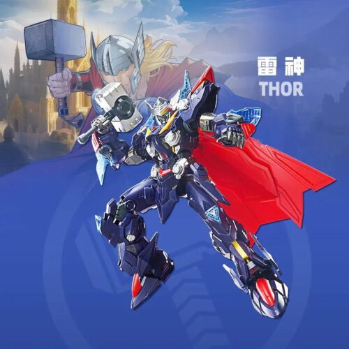 Mô hình Robot Thor khổng lồ 23cm, lắp ráp dễ dàng, vũ khí thay thế, màu xanh dương đỏ vàng bạc, đồ chơi lắp ghép cho bé trai 8 tuổi