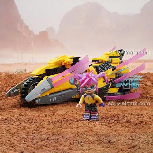 Mô hình Keeppley 81018 Xe máy chiến đấu Thunder Bird màu vàng, hồng, tím, xanh dương, có minifigure, 449 mảnh, độ tuổi 8+