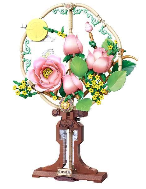Mô hình bộ lắp ghép Keeppley K10401 Nguyệt Quý Đoàn San với hoa hồng và lá xanh, phong cách cổ điển Trung Hoa, đồ chơi sáng tạo cho bé gái 6 tuổi