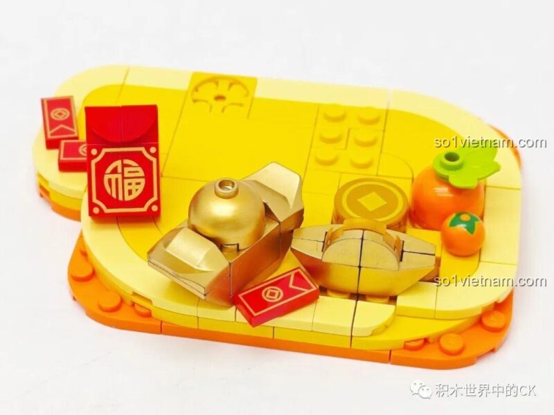 Mặt trước hộp bộ xếp hình Song Long Hiến Thụy K19910, thể hiện hai mô hình rồng xanh và đỏ.