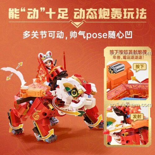 Mô hình Keeppley K19912 Cơ Giáp Sư Tử Đỏ đang lắp ráp