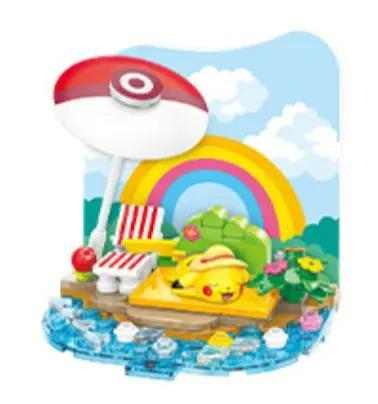 bộ đồ chơi Pikachu Tắm Nắng Hè, mô hình Pikachu dễ thương, cảnh bãi biển, đồ chơi lắp ghép cho trẻ 6 tuổi, giá tốt