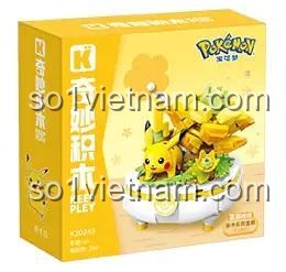 Hộp sản phẩm Chậu Cây Pikachu Pokémon Keeppley K20243, đồ chơi lắp ghép hình Pikachu, mô hình trang trí độc đáo