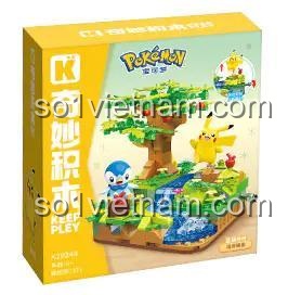 Hộp sản phẩm Keeppley K20244 Pokémon: Cảnh Sắc Bên Suối, đồ chơi lắp ghép cho bé 6 tuổi