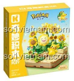 Hộp sản phẩm Keeppley K20245 Pokemon Vườn Hoa Hướng Dương, bộ lắp ghép Pokemon, đồ chơi xếp hình cho bé 6 tuổi