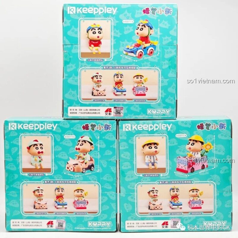 Mô hình xe bus của Shin-chan với minifigure và hướng dẫn lắp ráp từ Keeppley K20620