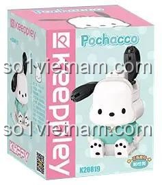 Hộp sản phẩm bộ lắp ghép Keeppley K20819 Chú chó Pochacco, quà tặng sinh nhật ý nghĩa cho bé gái.