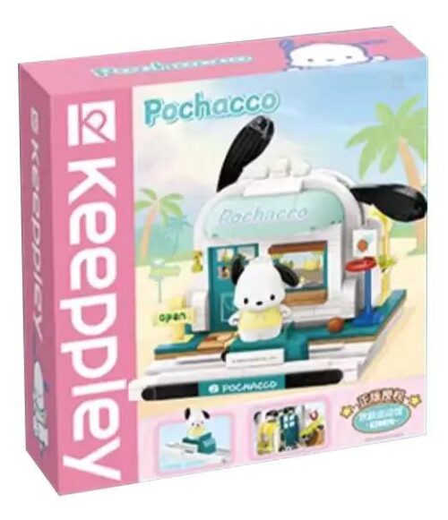 Hộp sản phẩm bộ lắp ghép Pochacco K20820 của Keeppley. Món quà giá rẻ cho bé gái 6 tuổi mê Sanrio.