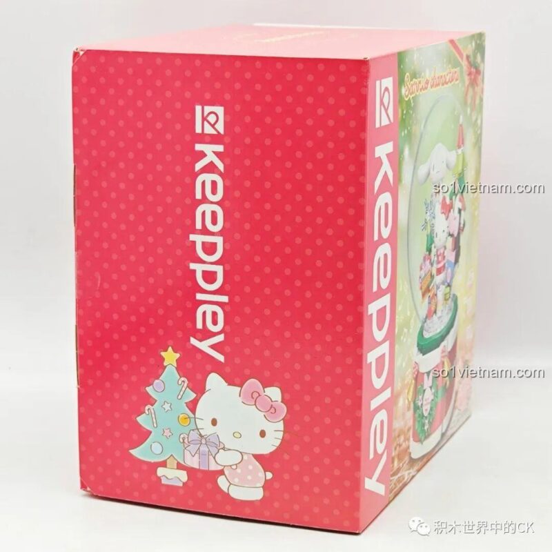 Hộp đồ chơi Keeppley K20836 Hộp nhạc Giáng Sinh Sanrio Characters với hình ảnh Hello Kitty và Cinnamoroll, có âm thanh
