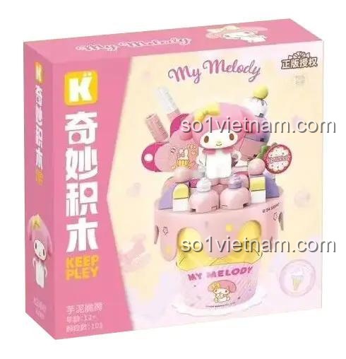 Hộp sản phẩm đồ chơi lắp ghép Keeppley K20842 Kem Ốc Quế My Melody Sanrio, chất lượng cao, món quà ý nghĩa cho bé gái.