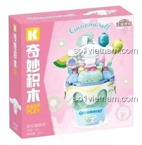 Hộp bộ lắp ghép Keeppley K20843 Kem Ốc Quế Sanrio Cinnamoroll, món quà đáng yêu cho bé gái 12 tuổi, giá tiết kiệm.