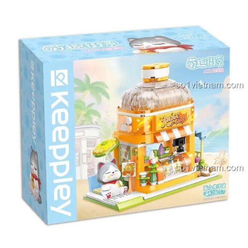 Hộp sản phẩm đồ chơi mô hình Keeppley K28017 Cửa hàng nước ép. Món quà sáng tạo cho con gái, chất lượng cao, giá rẻ.