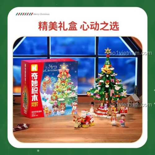 Hộp quà Keeppley K29801 Cây thông Giáng sinh, đồ chơi mô hình Đồ trang trí Giáng sinh, giá rẻ cho bé 6 tuổi