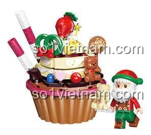 Bộ Lắp Ghép Mô Hình Bánh Kem Sô Cô La Dâu Tây Giáng Sinh Keeppley K29805 - Mô hình bánh kem chi tiết, minifigure Ông Già Noel, đồ chơi sáng tạo cho bé gái 6 tuổi