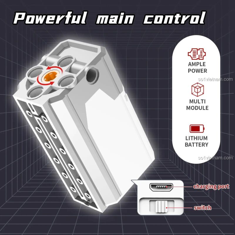 Bộ điều khiển chính mạnh mẽ của KeeYee World K96114, dùng pin sạc Lithium, đa chức năng, đảm bảo năng lượng dồi dào cho đồ chơi Robot Lập Trình.