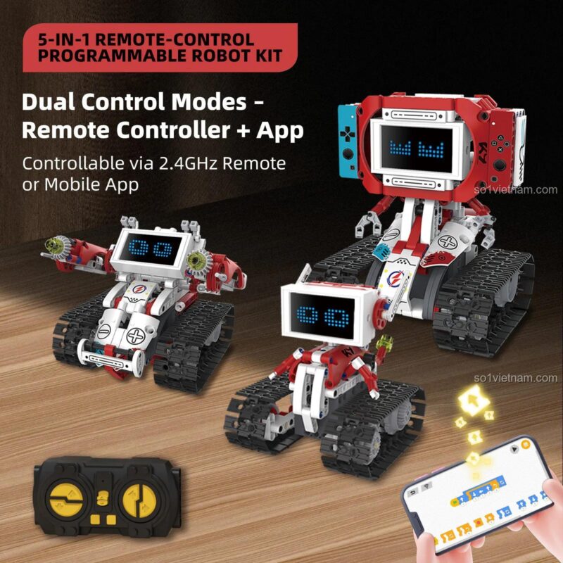 KeeYee World K96167 bộ lắp ghép Robot Đa Năng với chế độ điều khiển kép (Remote + App), đồ chơi STEM phát triển trí tuệ cho bé trai 6 tuổi
