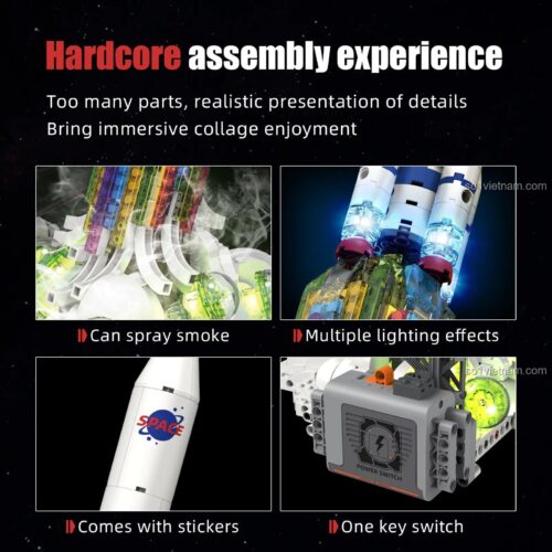Bộ lắp ghép Tên lửa Zero Gravity KeeYee World K96171 với tính năng phun khói và đèn LED, đồ chơi mô hình cho bé trai 6 tuổi.