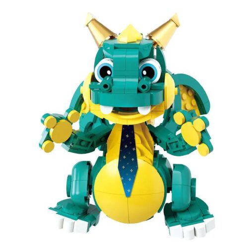 Mô hình Rồng Bong Bóng màu xanh lá và vàng, phiên bản đám cưới, đồ chơi lắp ghép cho bé 6 tuổi