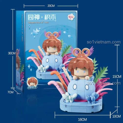 Hộp sản phẩm Kivi 288067 Vườn Thần: Cung Tân Hải Bảo Bảo, bộ lắp ghép thế giới thần tiên, đồ chơi xếp hình cho bé gái 6 tuổi, kích thước hộp 30x20x7cm