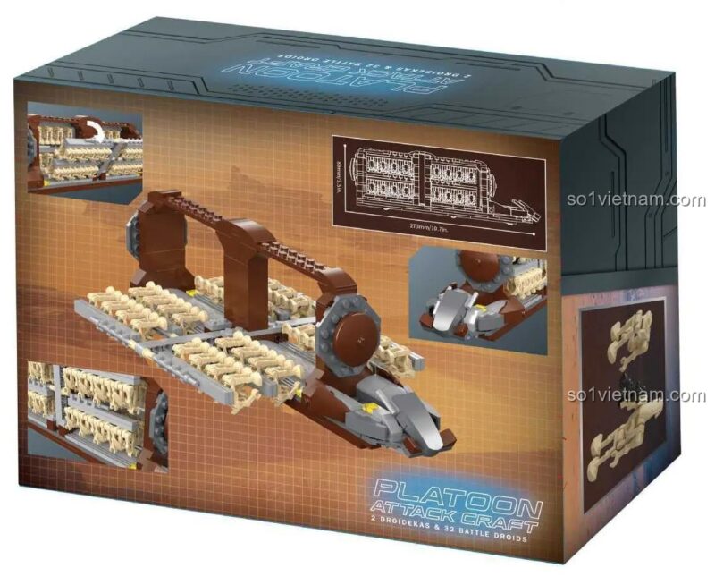 Tính năng của bộ xếp hình Tàu vận chuyển Droid KK20002, giá treo có thể triển khai, tương thích LEGO®.