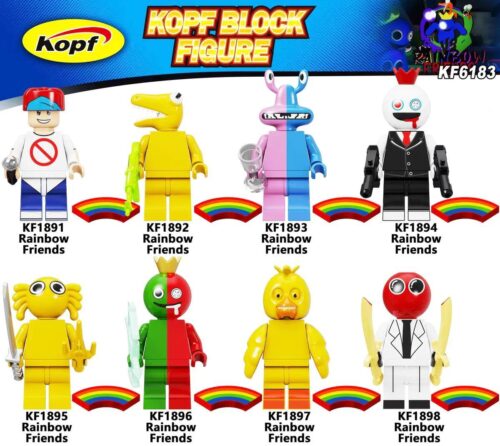 Bộ đồ chơi Kopf KF1898 Rainbow Friends Minifigures, 8 nhân vật đầy màu sắc, phù hợp cho bé trai và bé gái 6 tuổi, giá tốt.