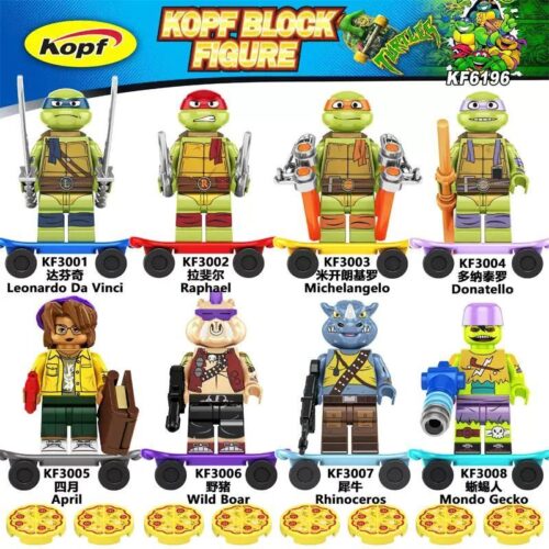 Bộ đồ chơi Ninja Rùa Kopf KF3005, 8 minifigure khớp cử động linh hoạt, phù hợp bé trai 6 tuổi, giá tốt.