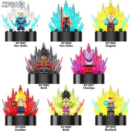 Bộ đồ chơi Dragon Ball Super Kopf KF6182 8 nhân vật Son Goku, Gogeta, Broly, Champa, Cumber, Bardock với hiệu ứng năng lượng độc đáo, phù hợp bé trai 6 tuổi, giá tốt.