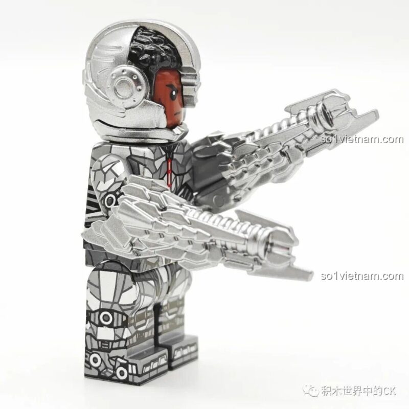 Minifigure DC KORUIT Cyborg cầm súng, Nhân vật DC KT 1071 cho bé trai 6 tuổi
