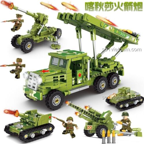 đồ chơi mô hình Pháo Cao Xạ KUYU MOXING KY7034 lắp ráp 4 kiểu cho bé trai 6 tuổi