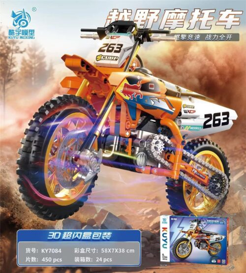 Bộ lắp ráp Xe Mô Tô Địa Hình KUYU MOXING KY7084 450 chi tiết tỉ lệ 1:8 cho bé trai 6 tuổi, giá tốt.