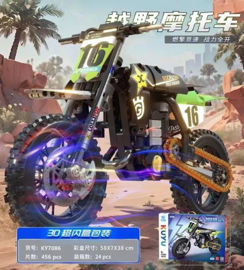 Bộ lắp ghép KUYU MOXING KY7086 Xe Mô Tô Địa Hình cho bé trai 6 tuổi, mô hình tốc độ vượt địa hình, giá tốt