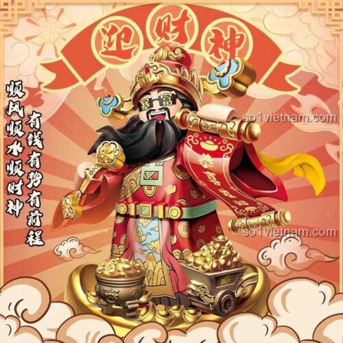 Tài Thần 11028 库造 với chữ Phúc, bộ lắp ghép Thần Tài, đồ chơi mô hình Tết, trang trí nhà cửa