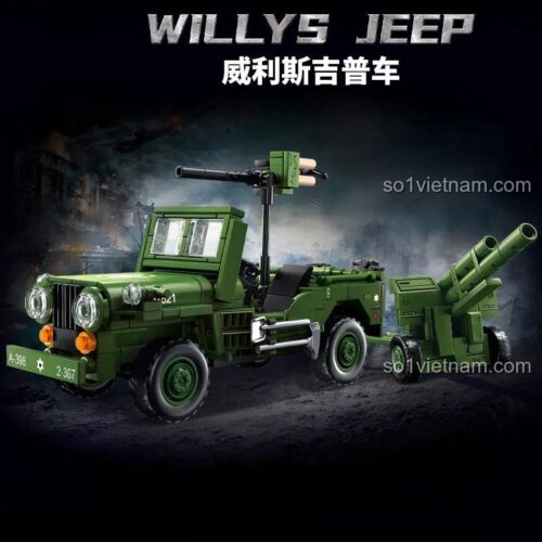 Mô hình bộ đồ chơi Xe Jeep Willys Quân Sự Le-Q 66081